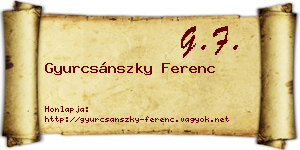 Gyurcsánszky Ferenc névjegykártya